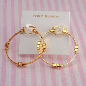 Tory Burch Serif-T Hoop Earrings - Brand New